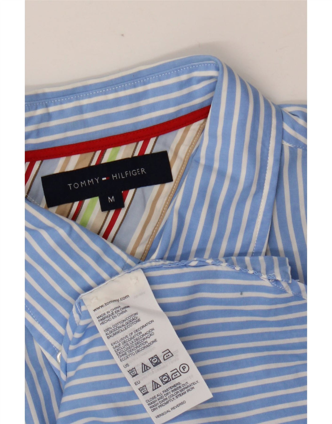 TOMMY HILFIGER Herreskjorte Medium blå stribet bomuld