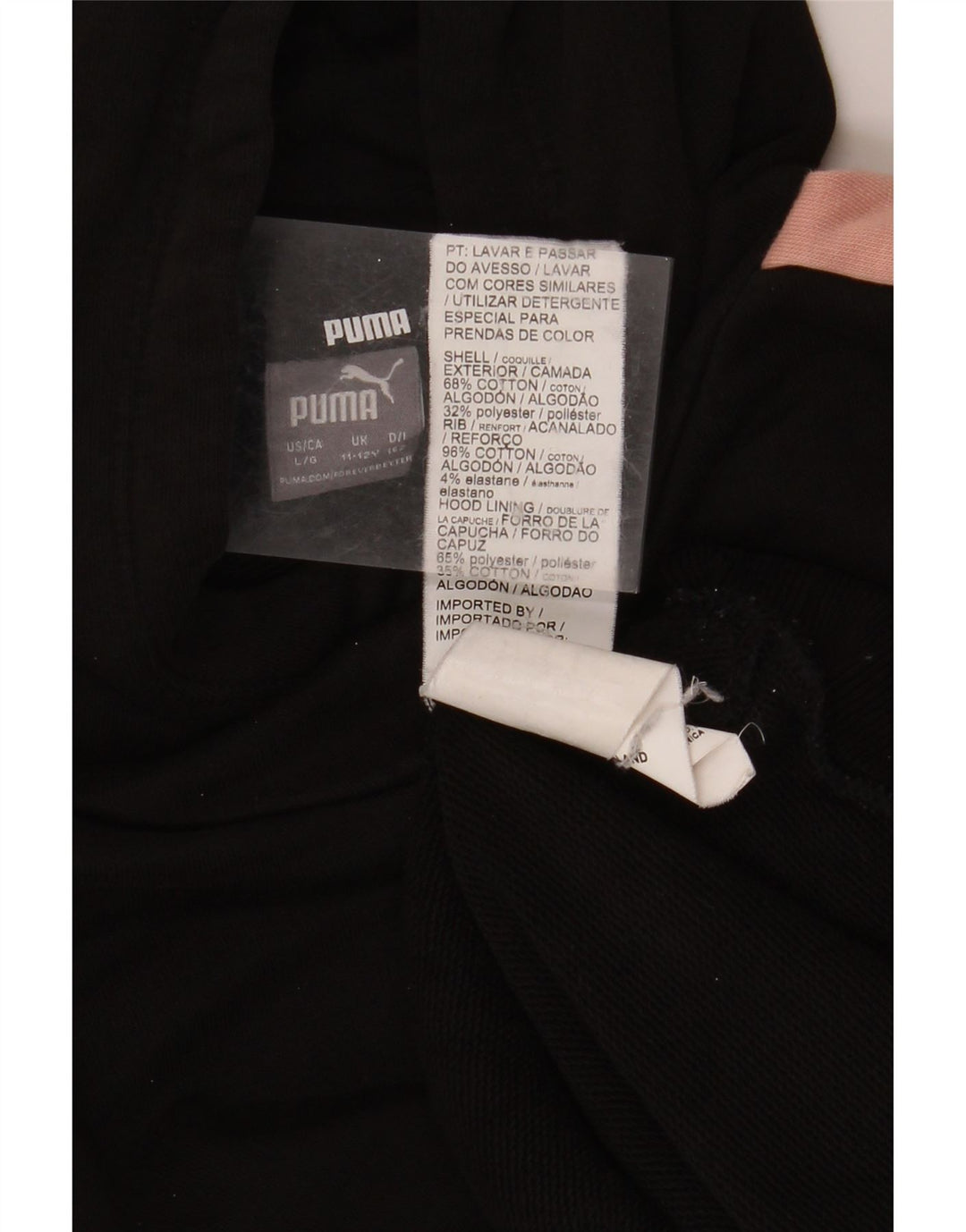 PUMA hættetrøje til piger 11-12 år Sort Colourblock Bomuld