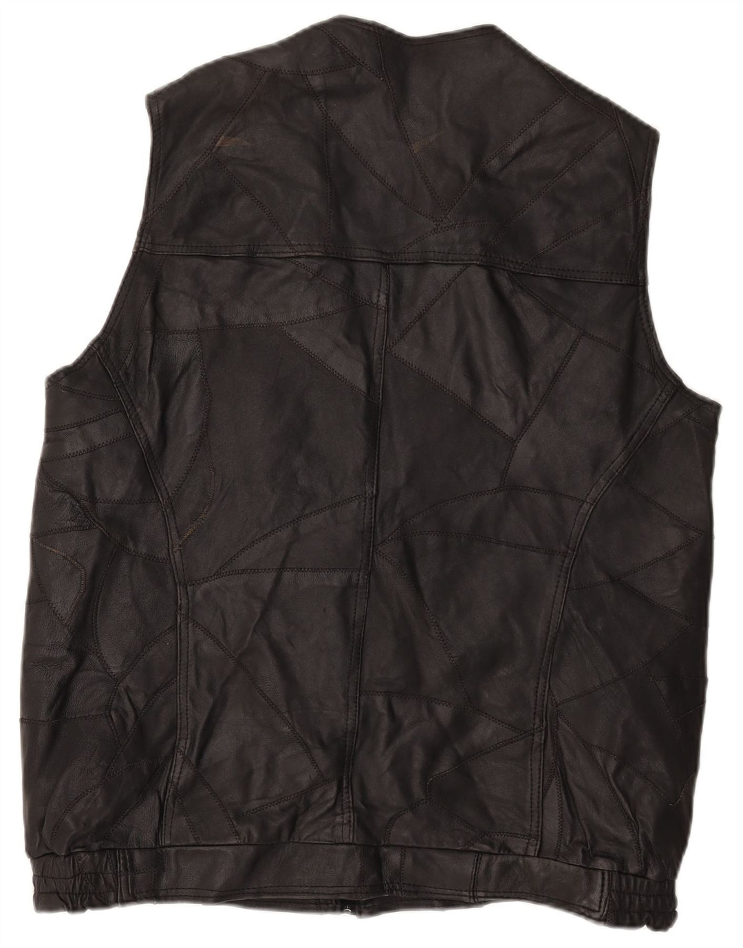 Vintage Herre Læder Gilet UK 42 XL Sort