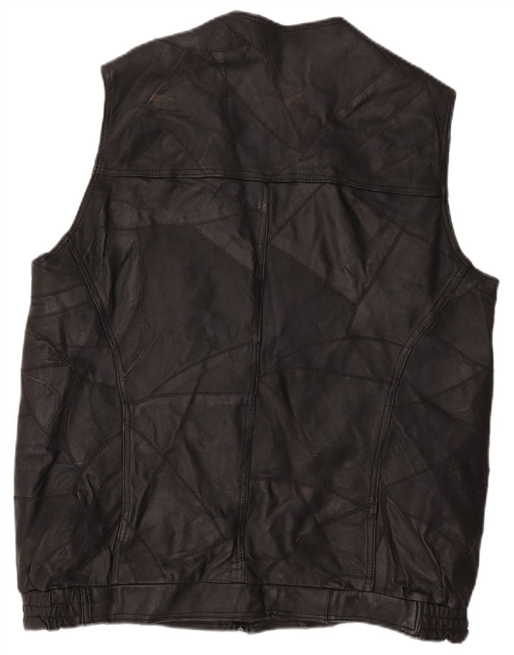 Vintage Herre Læder Gilet UK 42 XL Sort