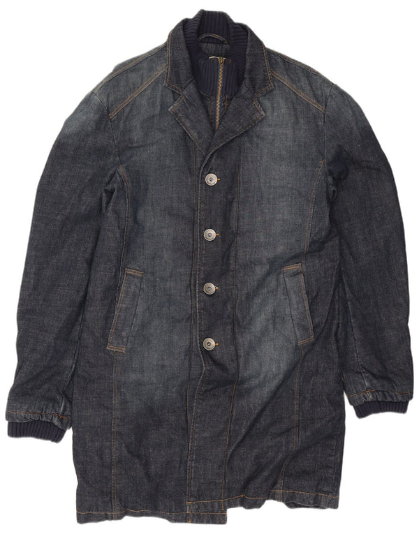 Jack & Jones Mens Denim Coat UK 44 2XL Navy Blue Cotton