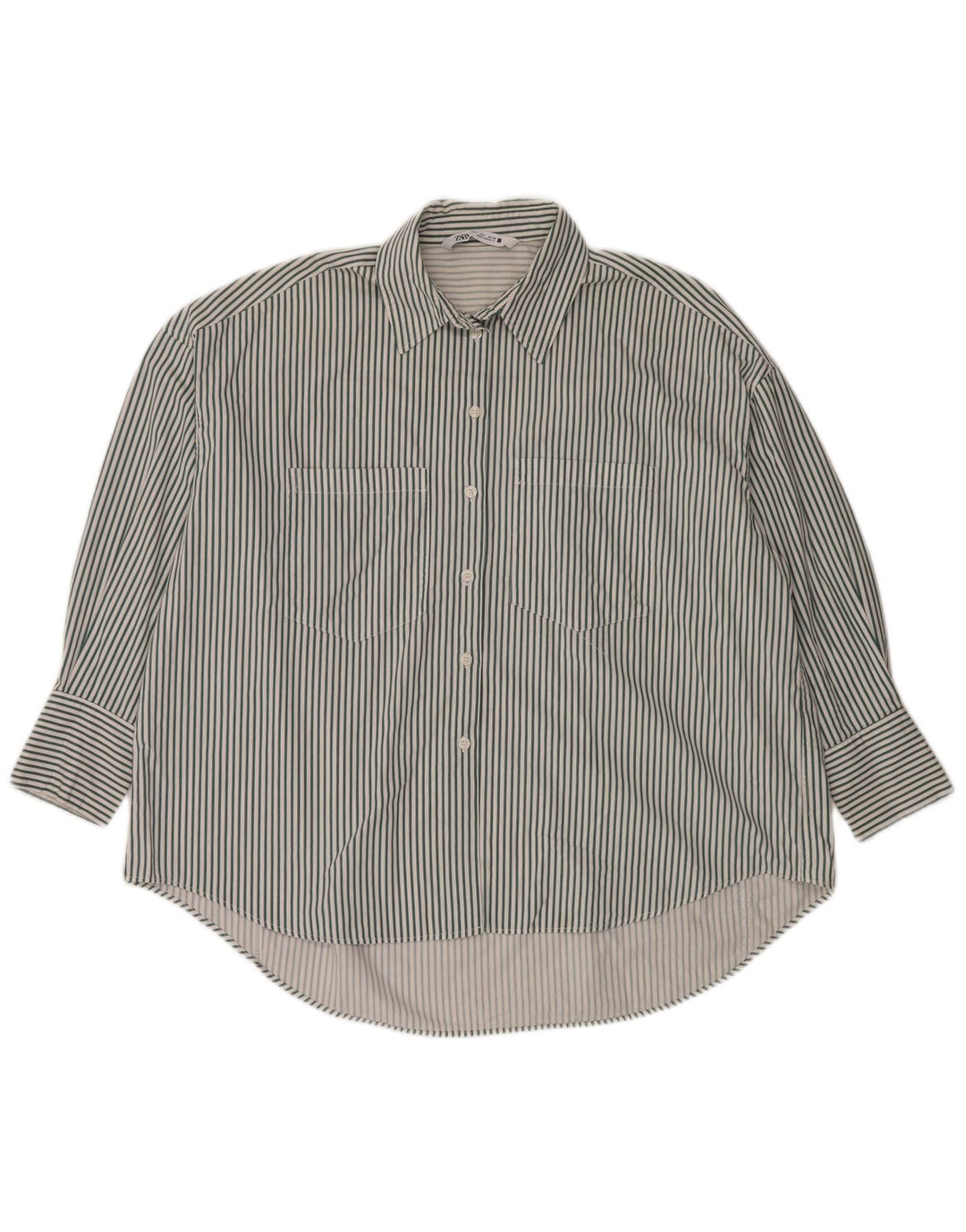 Zara Dame Oversized Skjorte UK 16 Stor hvid stribet