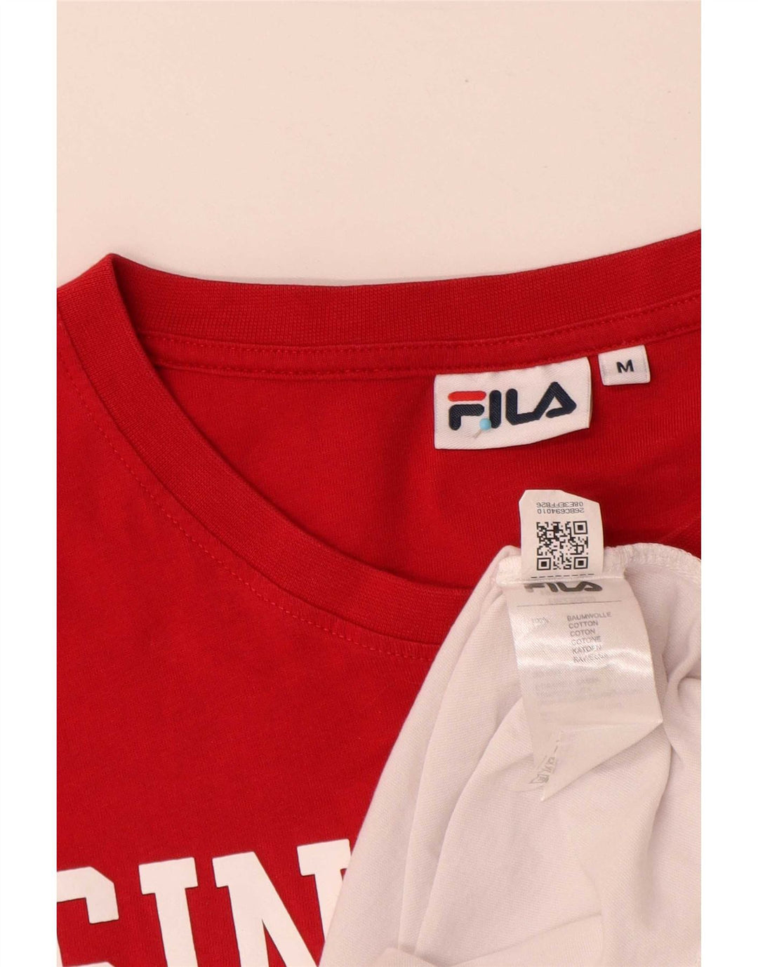 Fila Herre grafisk T-shirt Top Medium White Colourblock Bomuld