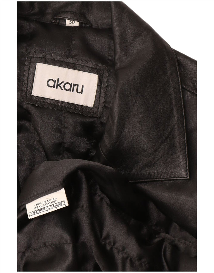 Herre læderfrakke EU 50 Large Black Læder