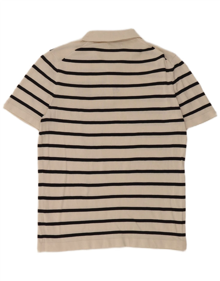 Massimo Dutti herre poloshirt Medium hvid stribet bomuld