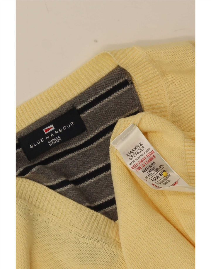 Marks & Spencer Herre Blue Harbor V-hals sweater Medium Gul