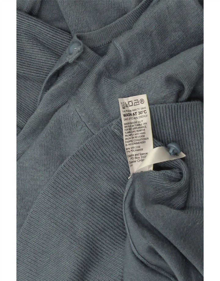 Marks & Spencer Womens Crop Cardigan Sweater UK 14 Large Blue Viscose