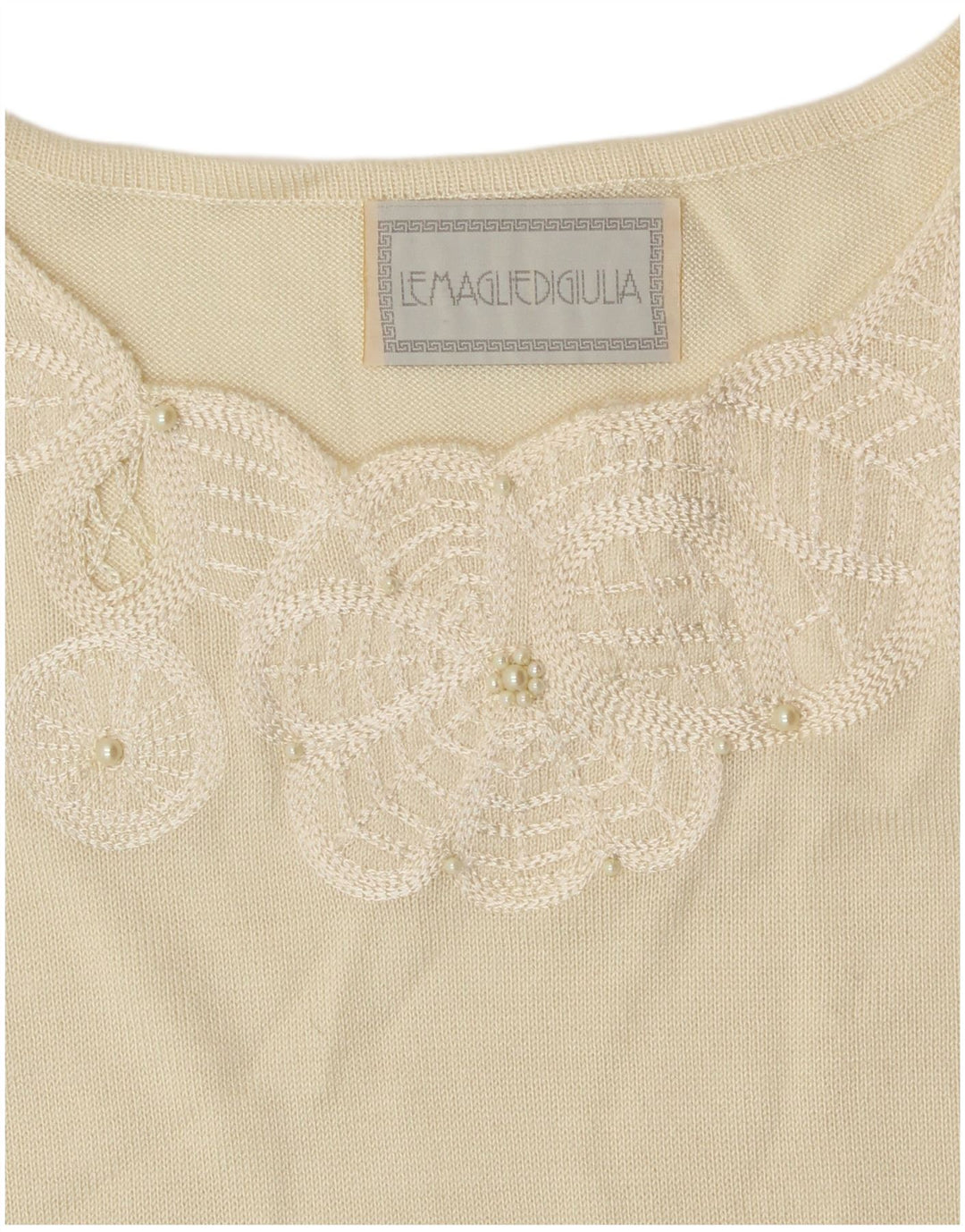 Vintage Dame ærmeløs bluse Top UK 8 Small Off White Floral