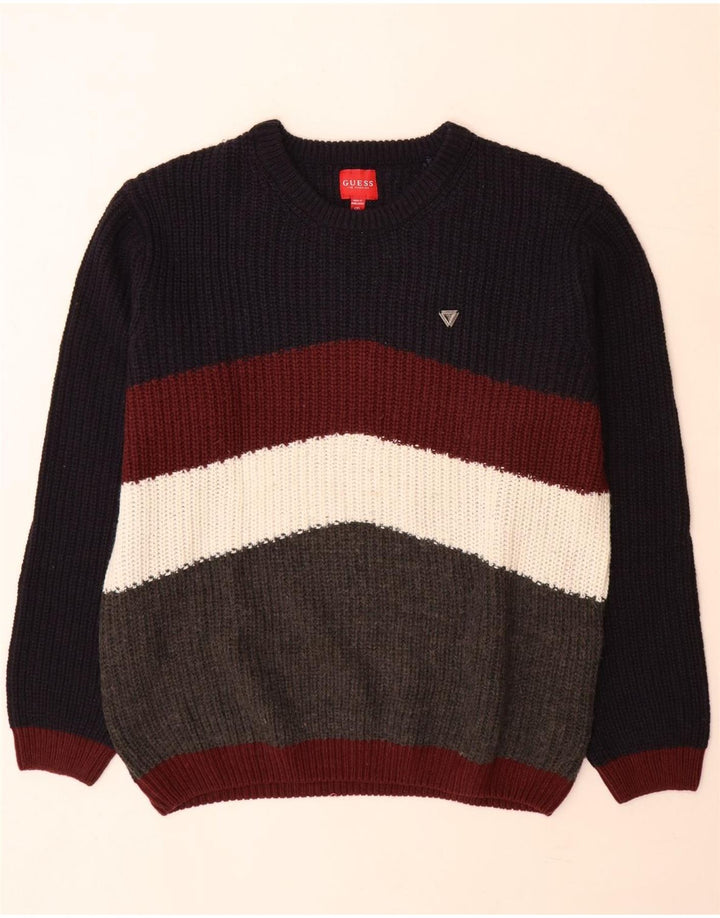 Guess Herre rund hals sweater 2XL flerfarvet Colourblock akryl