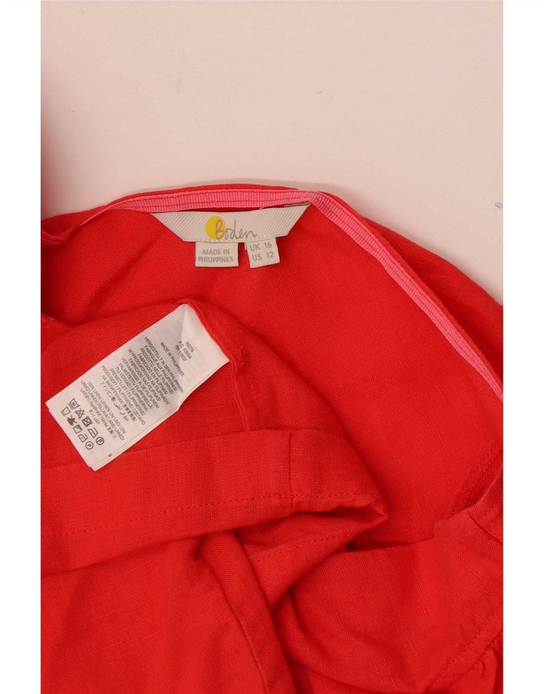 Boden Dame Ærmeløs bluse Top UK 16 Large Red Linen