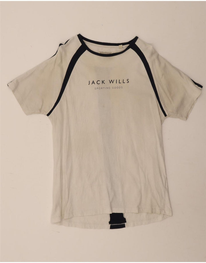 Jack Wills Herre grafisk T-shirt Top Medium White Colourblock Bomuld