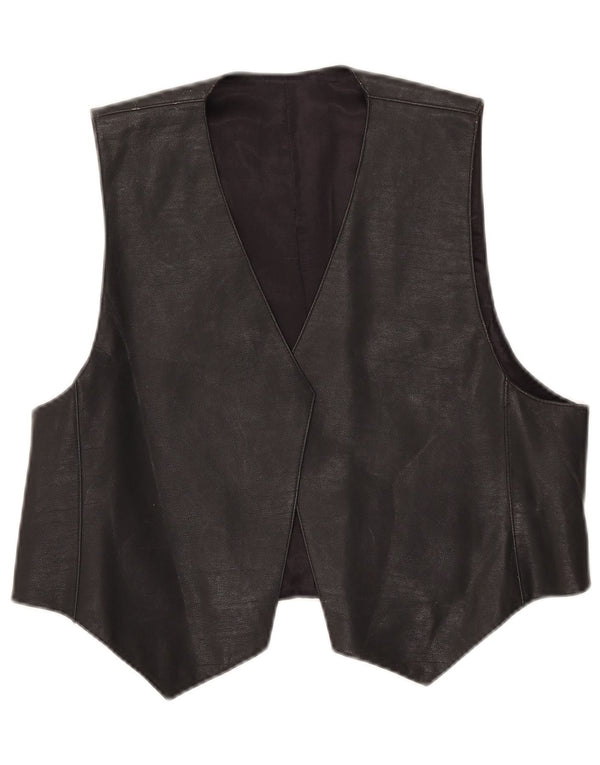 Vintage lædervest til kvinder UK 12 Medium Black