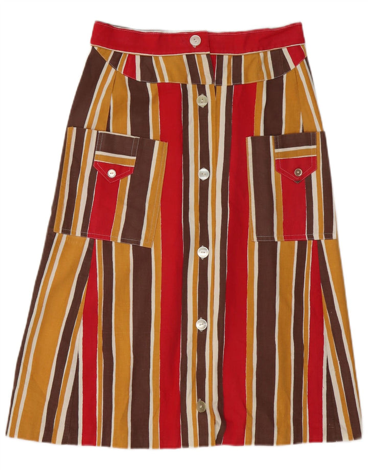 Vintage kvinders A-line nederdel W26 Lille flerfarvet stribet