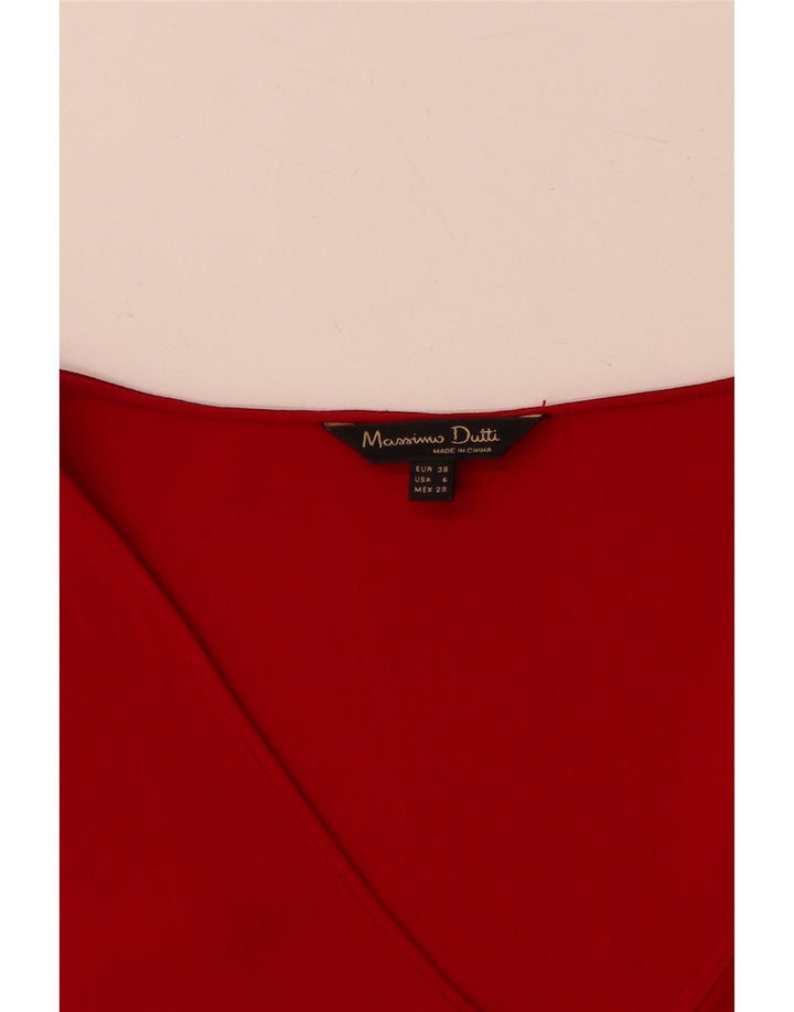 Massimo Dutti Dame Langærmet Bluse Top EU 38 Lille Rød Viscose