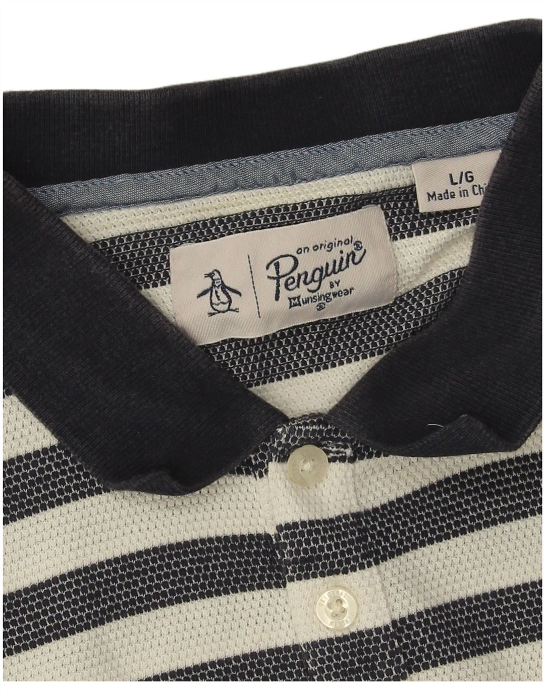 Penguin herre poloshirt Stor marineblå stribet bomuld