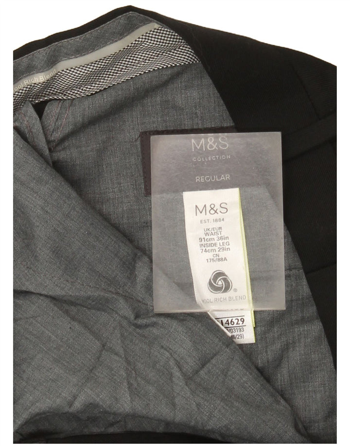 Marks & Spencer Lige bukser med almindelig jakkesæt til kvinder W36 L29 sort uld