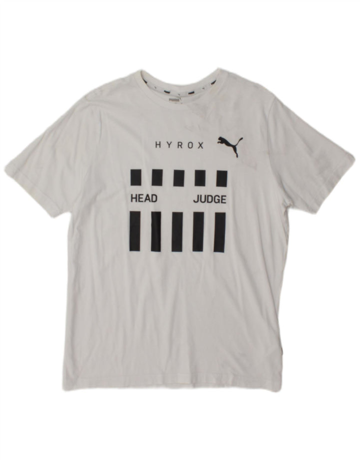 Puma Herre grafisk T-shirt Top Medium Hvid Bomuld