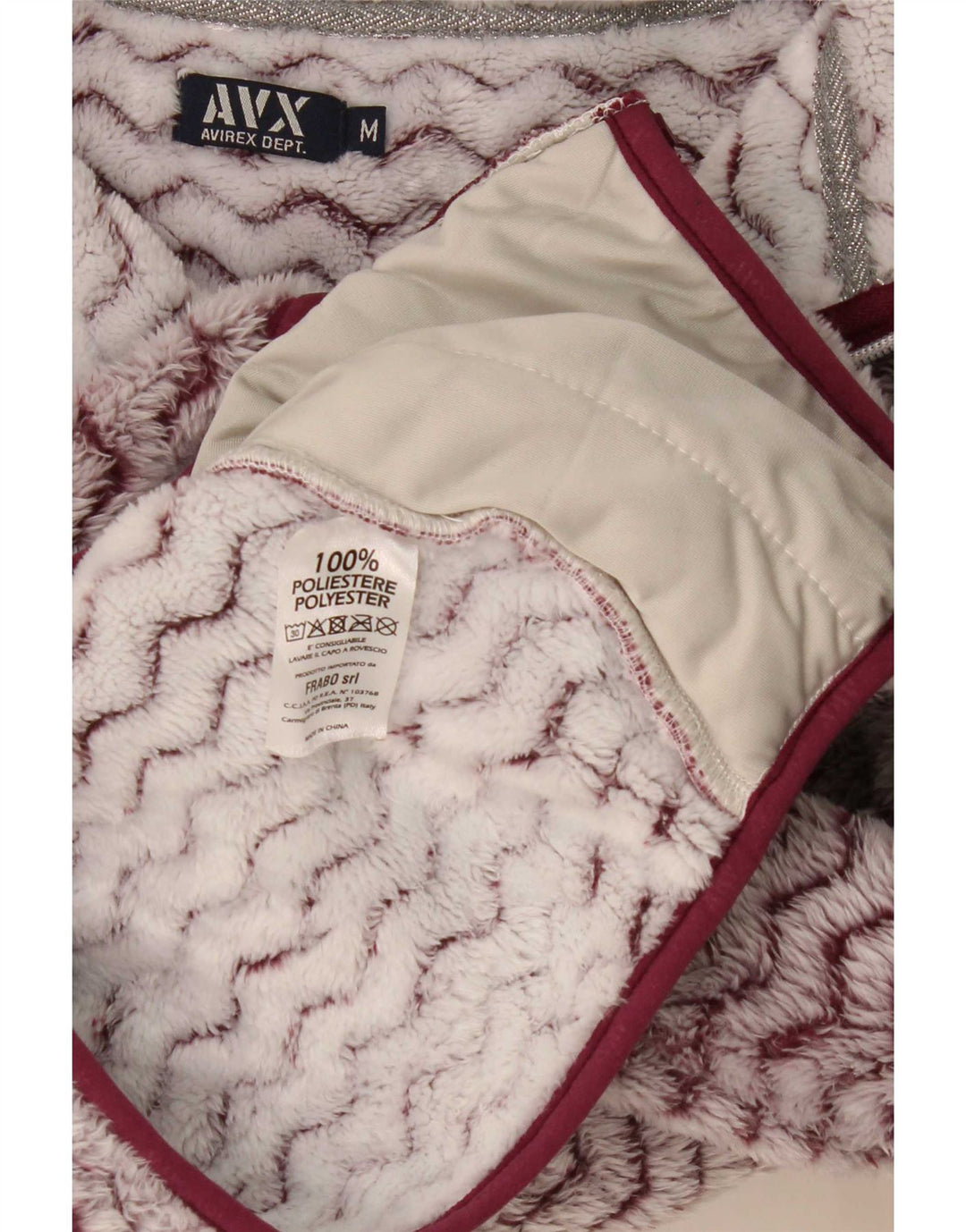 Avirex dame fleecejakke med hætte UK 12 Medium Burgundy Chevron Polyester