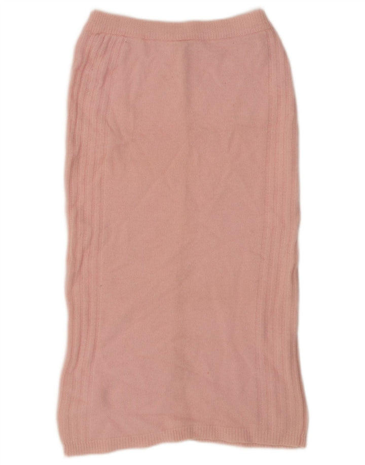 Vintage damestrikket midi-nederdel EU 38 Medium W34 Pink lammeuld