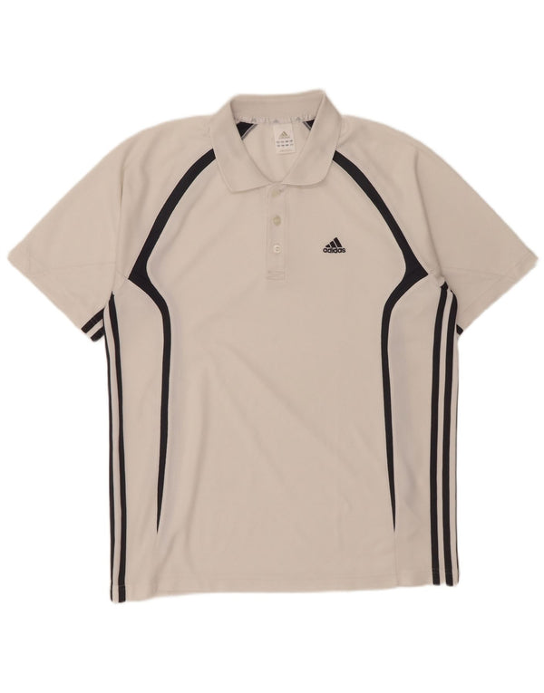 Adidas Climalite poloshirt til mænd, UK 38/40 Medium White Colourblock