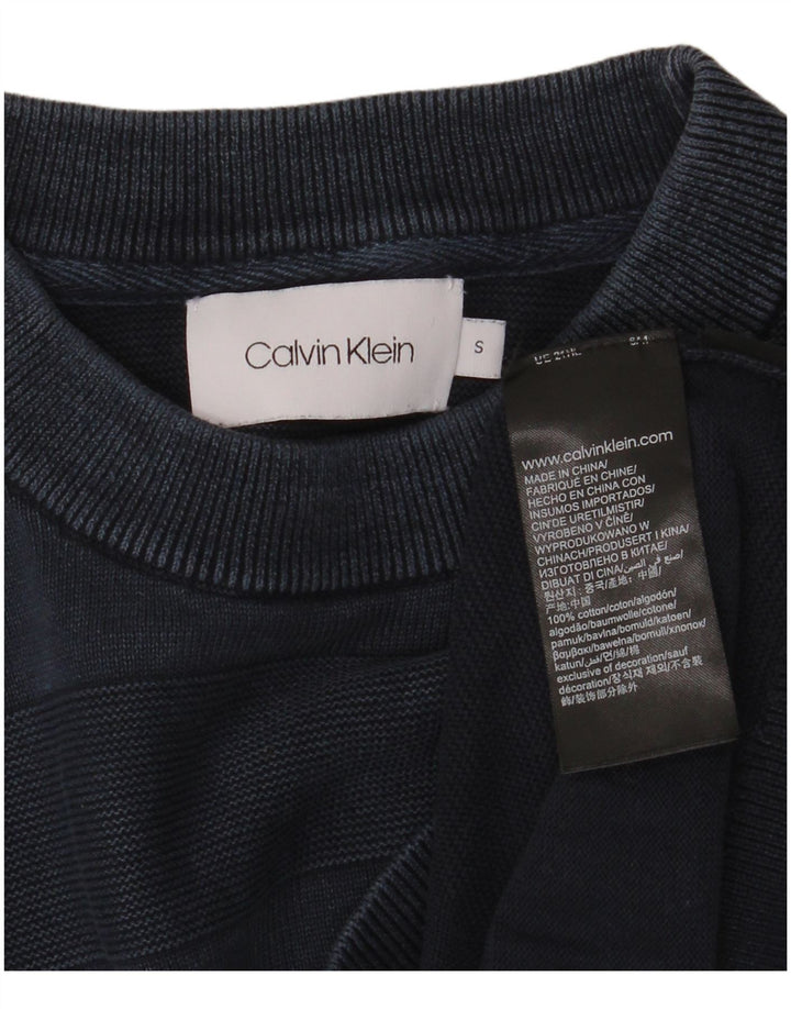 CALVIN KLEIN Herre sweater med rund hals, lille marineblå stribet bomuld