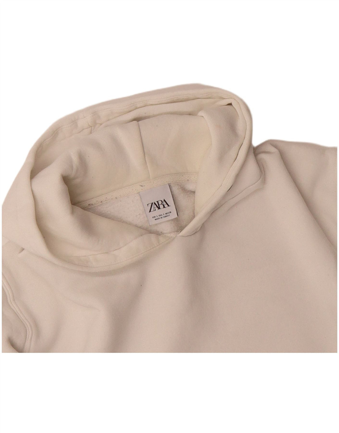 ZARA Mens Hoodie Jumper Small White Cotton