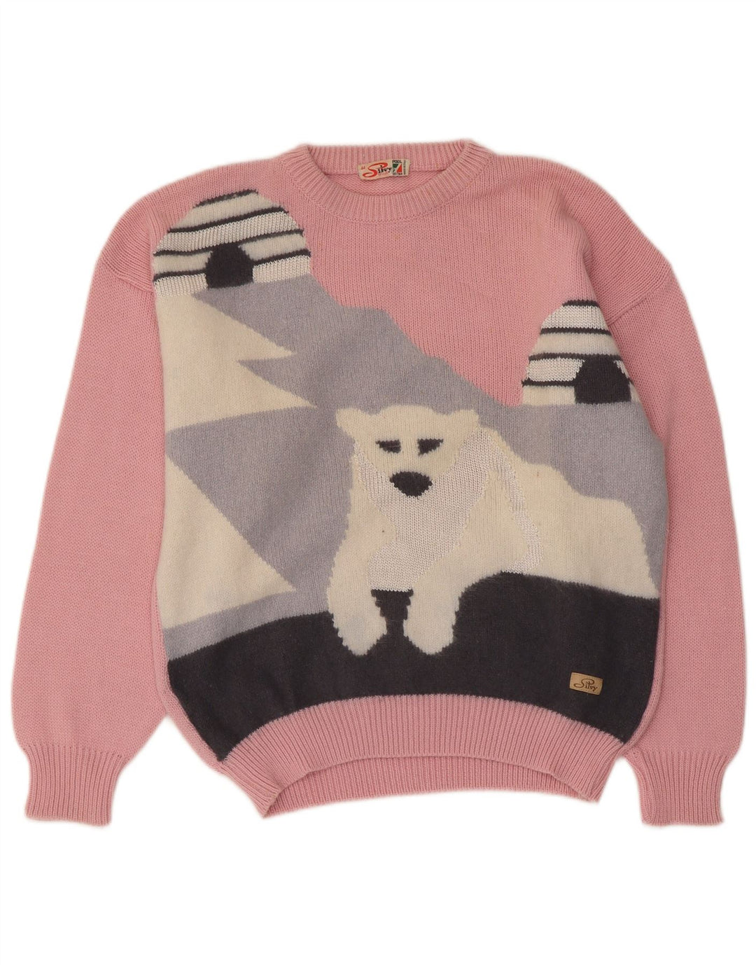Silvy Womens grafisk rund hals sweater IT 44 Medium Pink Colourblock