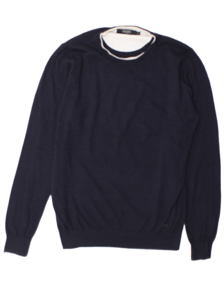 Liu Jo Herre sweater med rund hals, stor marineblå bomuld