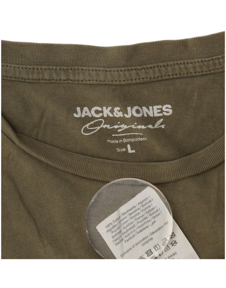 Jack & Jones Herre T-Shirt Top Stor Khaki Bomuld