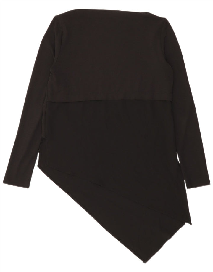 Zara Dame Asymmetrisk Top Langærmet UK 12 Medium Sort
