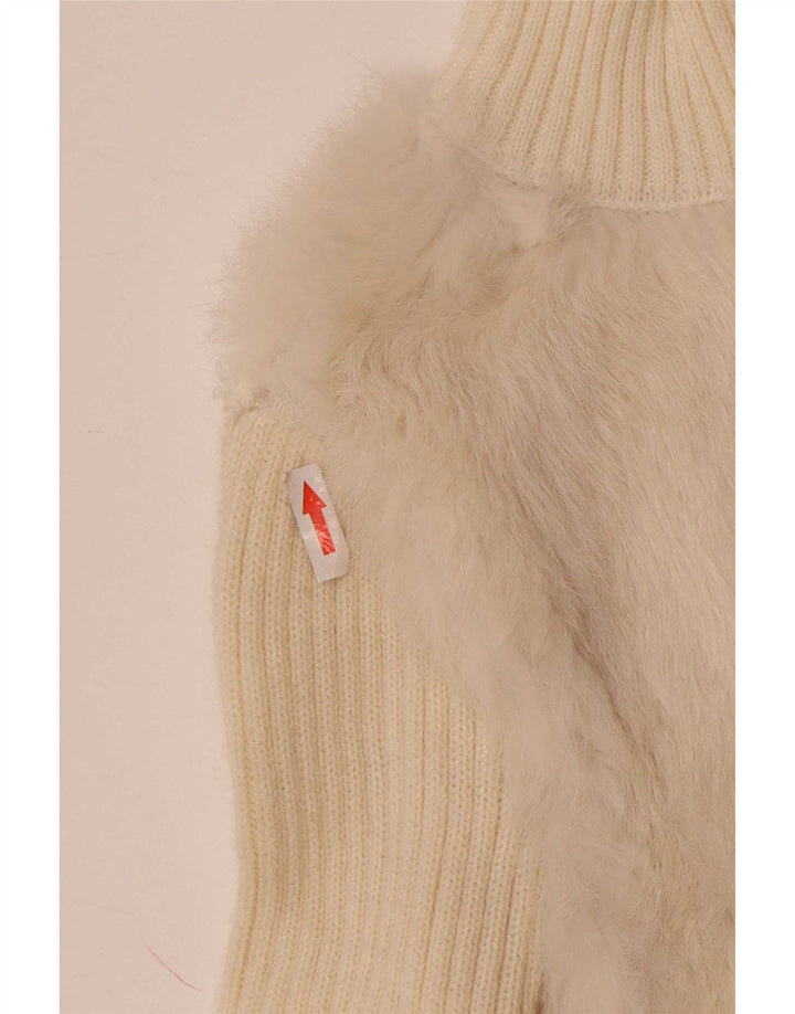 Zara Dame Cardigan Sweater UK 12 Medium Off White Akryl