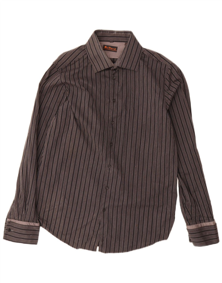 Ben Sherman herreskjorte stor gråstribet bomuld