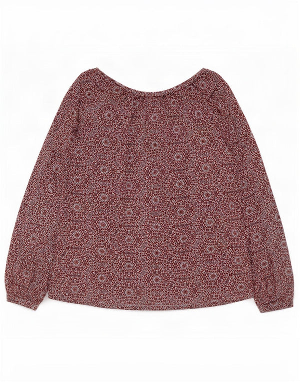 Benetton Womens Long Sleeve Blouse Top UK 14 Medium Red Floral