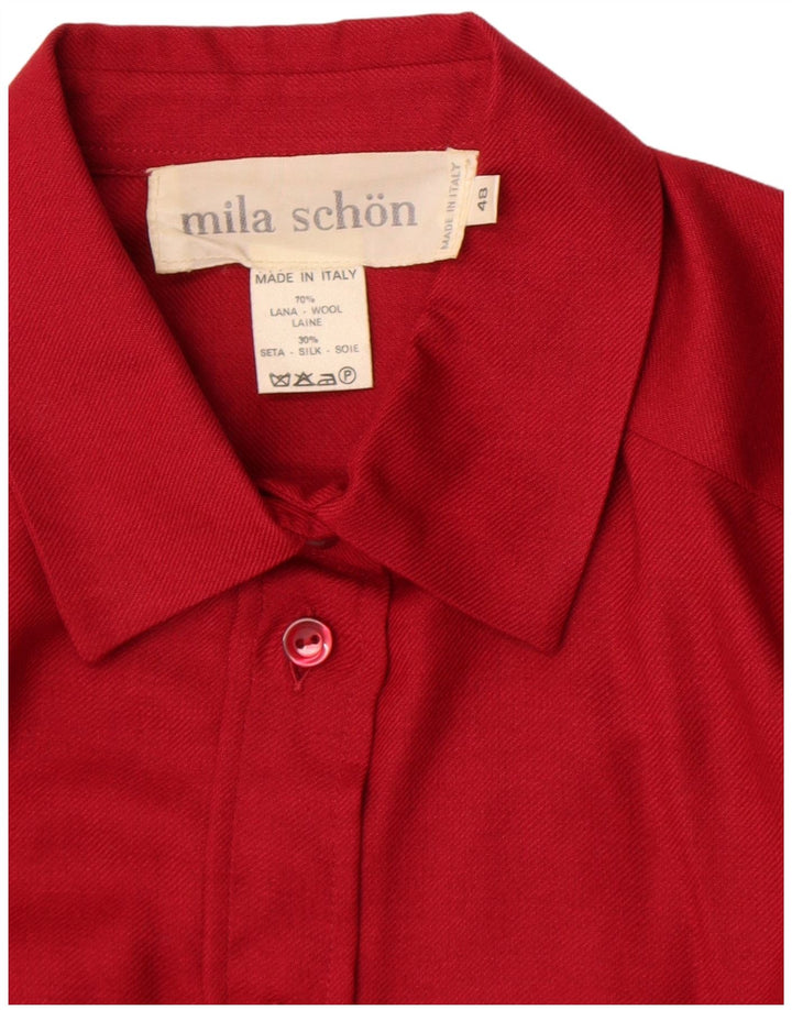 Mila Schon Dame Skjorte Bluse IT 48 XL Rød Uld
