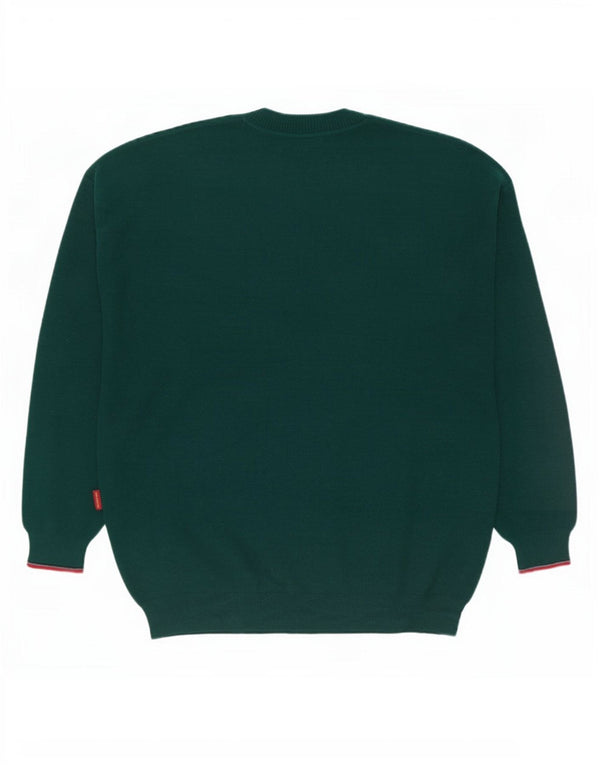 Il Granchio Mens Crew Neck Jumper Sweater Large Green Striped Wool