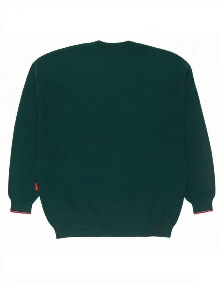 Il Granchio Herre Crew Neck Jumper Sweater Stor Grøn Stribet Uld