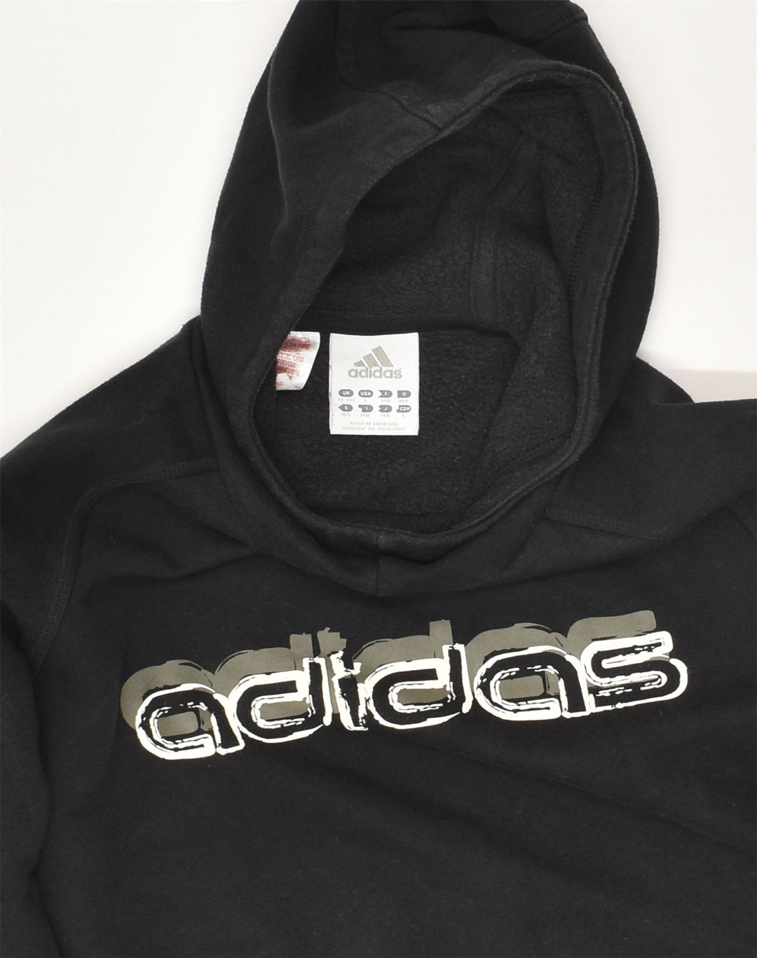 ADIDAS Boys Graphic Hoodie Jumper 13-14 Years Black Cotton | Vintage Adidas | Thrift | Second-Hand Adidas | Used Clothing | Messina Hembry 