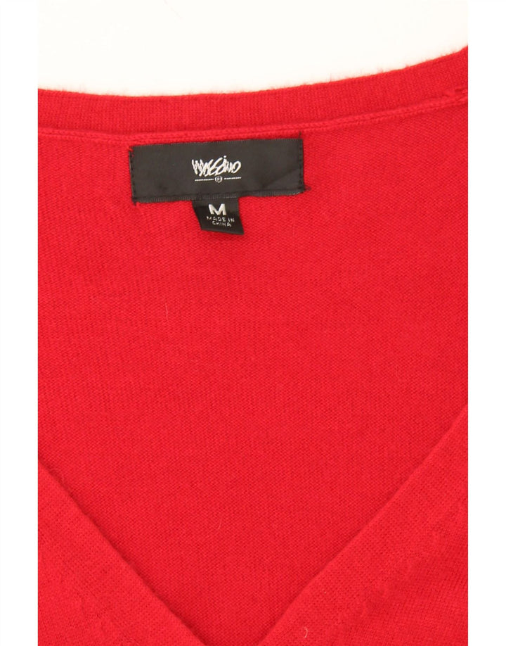 MOSSIMO Womens 3/4 Sleeve Cardigan Sweater UK 12 Medium Red Nylon Vintage Mossimo and Second-Hand Mossimo from Messina Hembry 