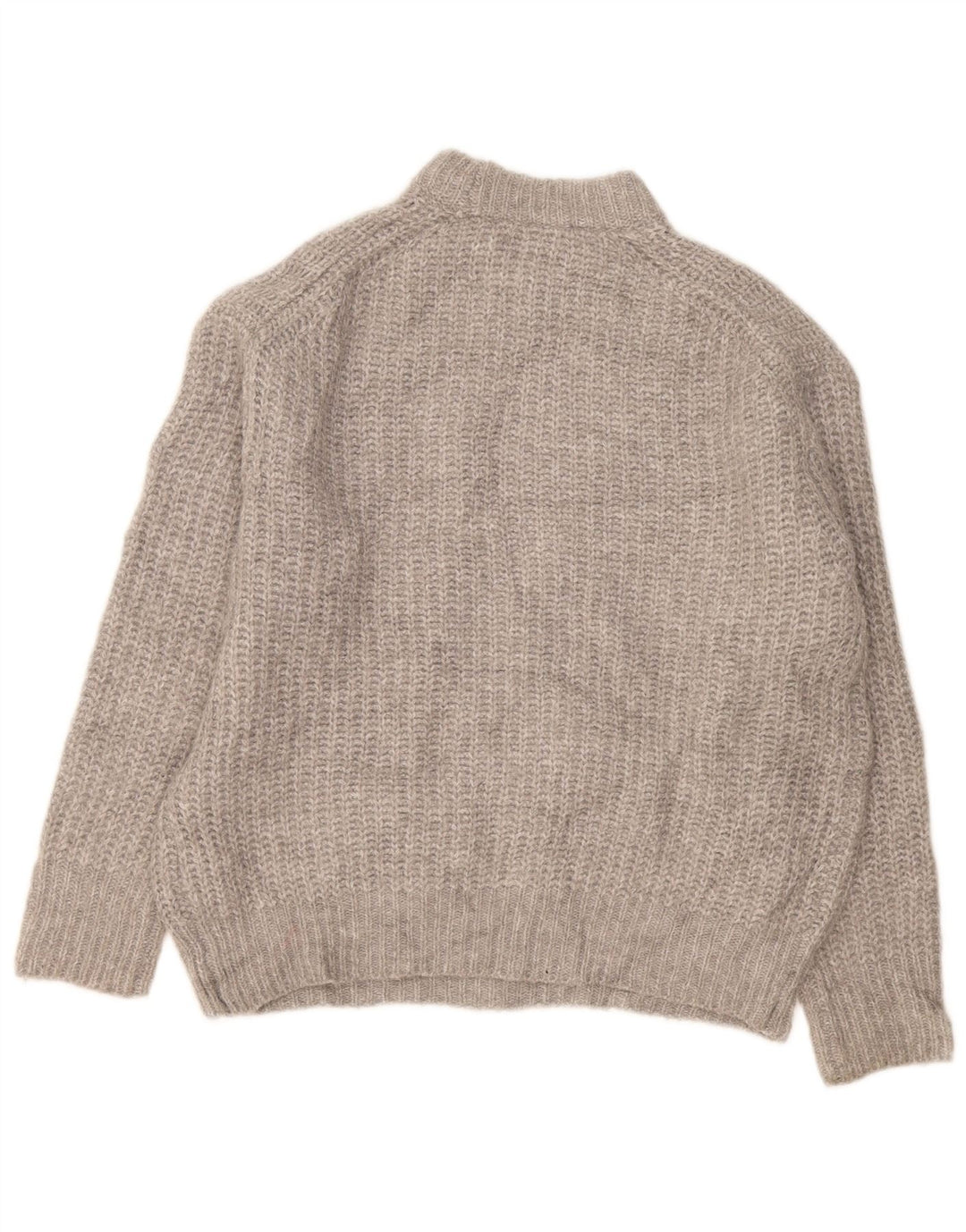 Zara Dame Oversized Turtle Neck Jumper Sweater UK 10 Small Grey Polyester