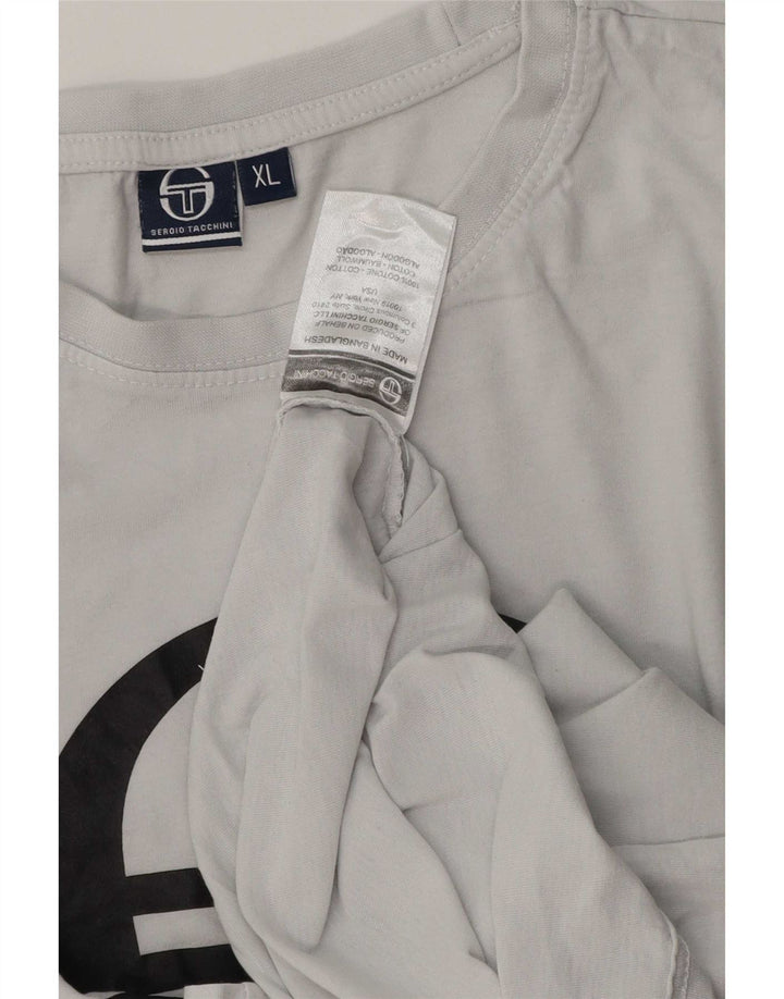 Sergio Tacchini Herre grafisk T-shirt Top XL Grå Bomuld
