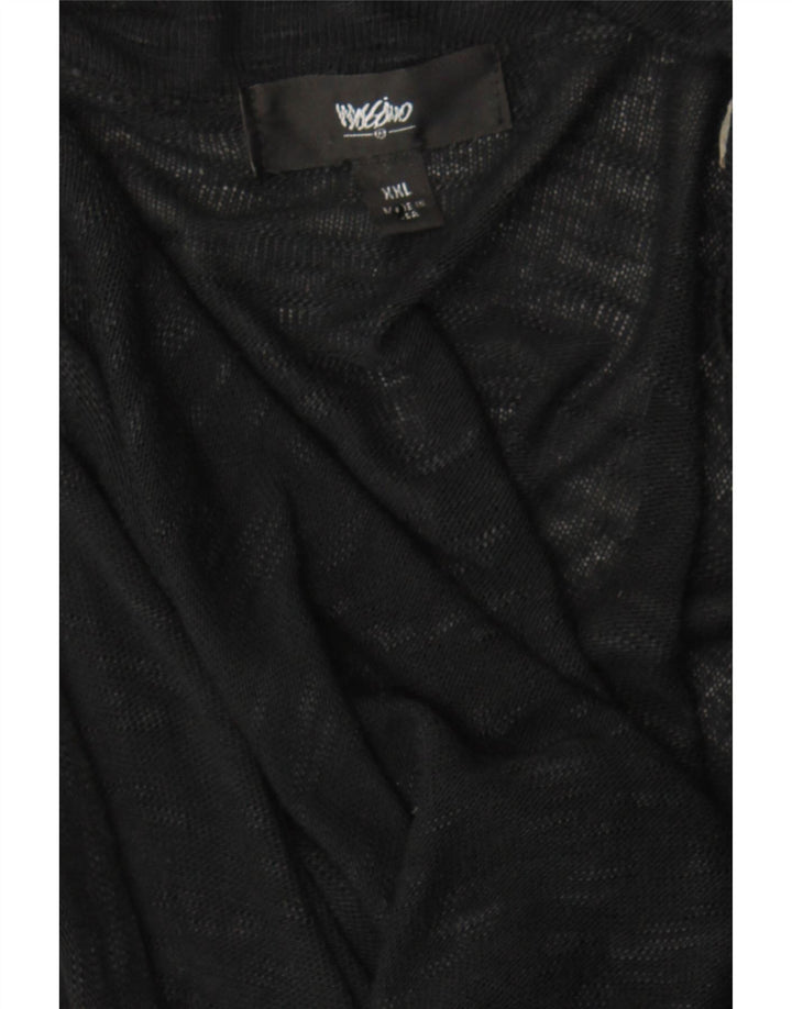 MOSSIMO Womens Short Sleeve Open Cardigan Sweater UK 20 2XL Black Rayon Vintage Mossimo and Second-Hand Mossimo from Messina Hembry 