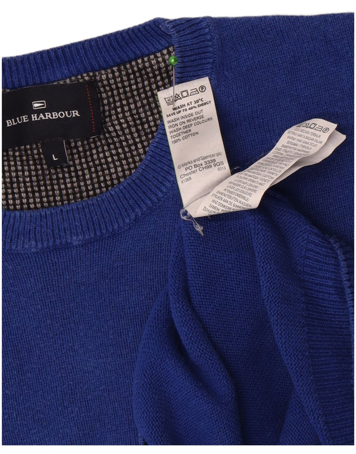 Marks & Spencer Herre Blue Harbor Crew Neck Jumper Sweater Large Blue