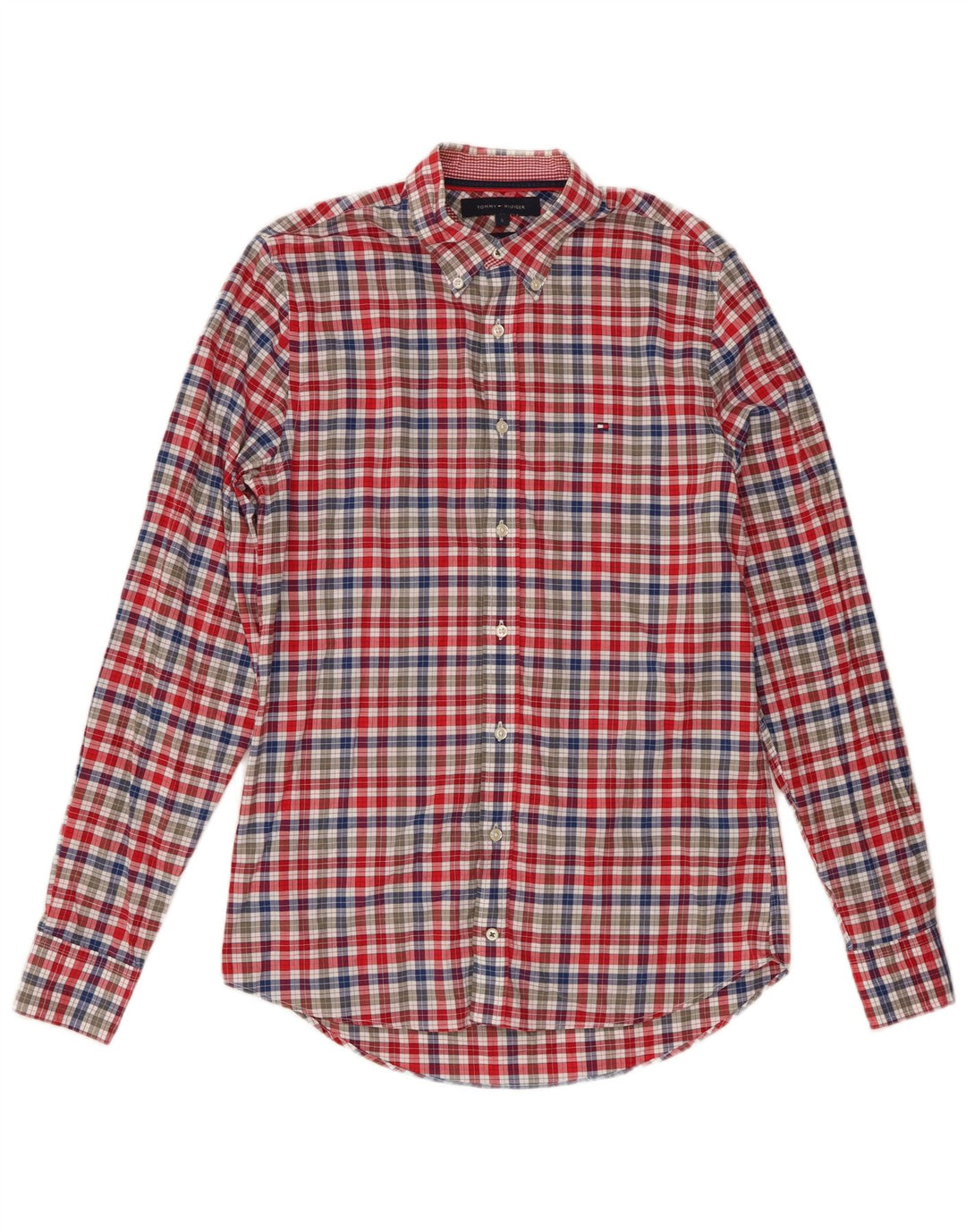 Tommy Hilfiger Herre Slim Fit skjorte Lille flerfarvet Gingham Bomuld