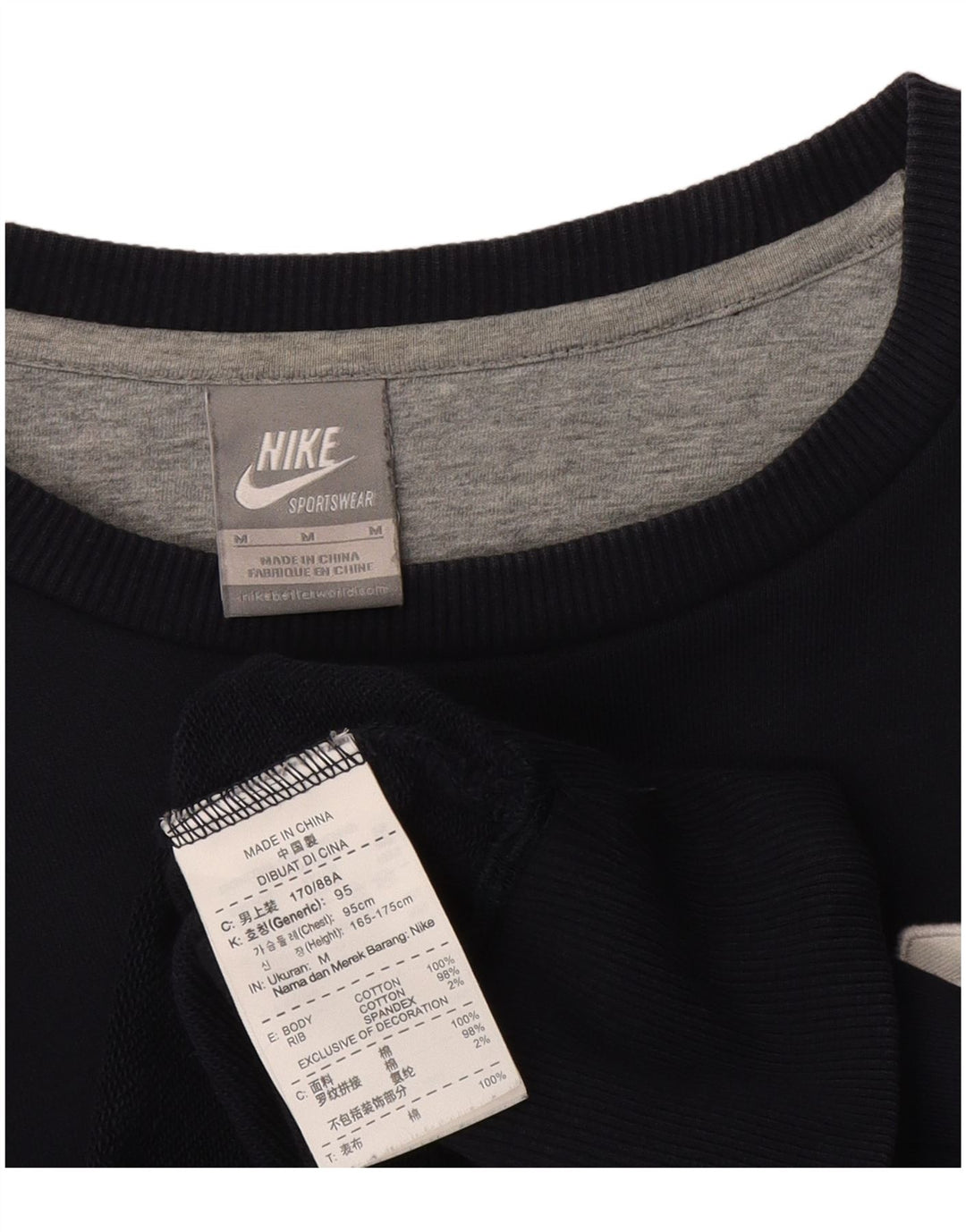 Nike Dame Grafisk Sweatshirt Jumper UK 14 Medium Navy Blue Bomuld