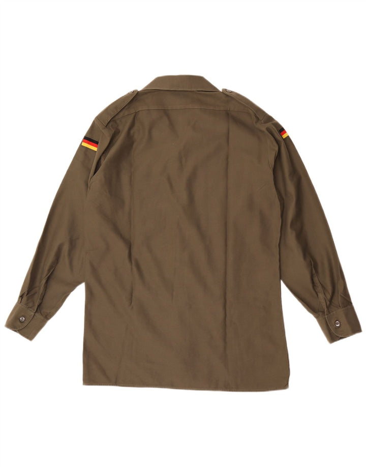 Vintage Mens Military Shirt Size 39/40 Medium Khaki Polyester