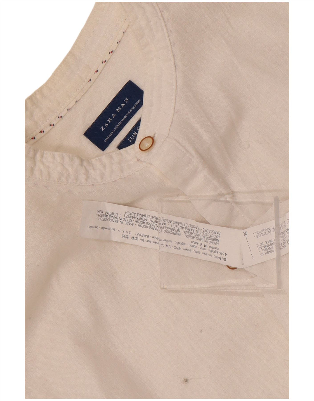 Zara Herre Slim Fit Skjorte Lille hvid hør