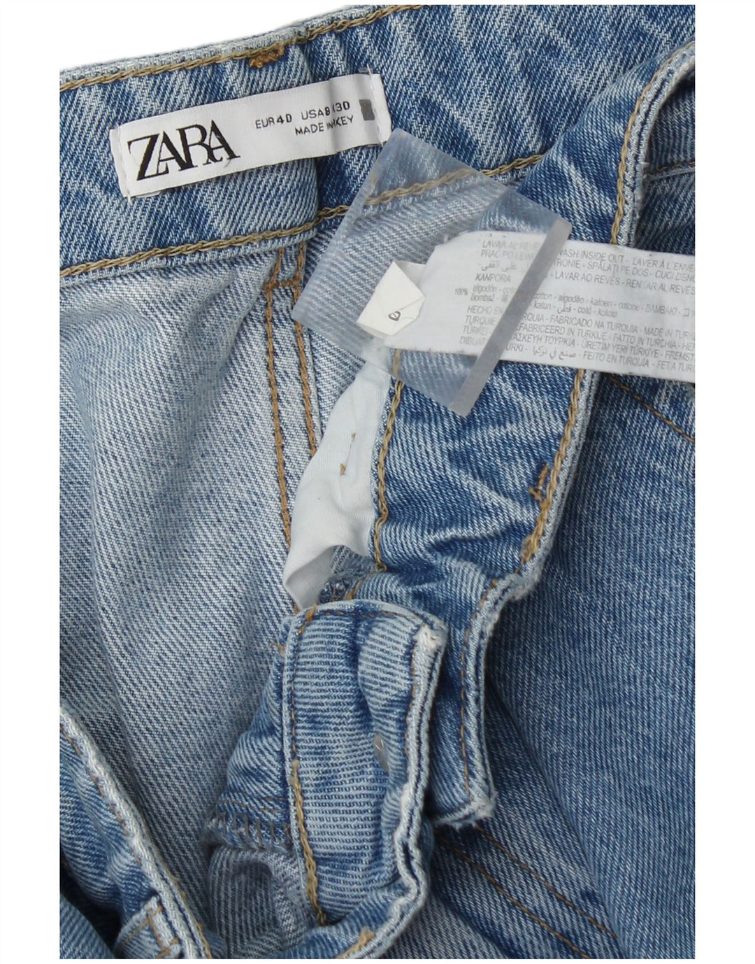 Zara Dame Cargo Loose Jeans EU 40 Medium W30 L30 Blå Bomuld