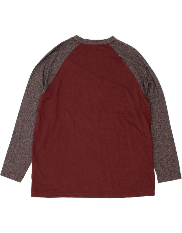 EDDIE BAUER Herre Top Langærmet 2XL Maroon Colourblock Bomuld