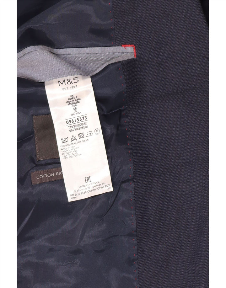 Marks & Spencer Herre 2-knaps blazerjakke UK 48 4XL marineblå bomuld