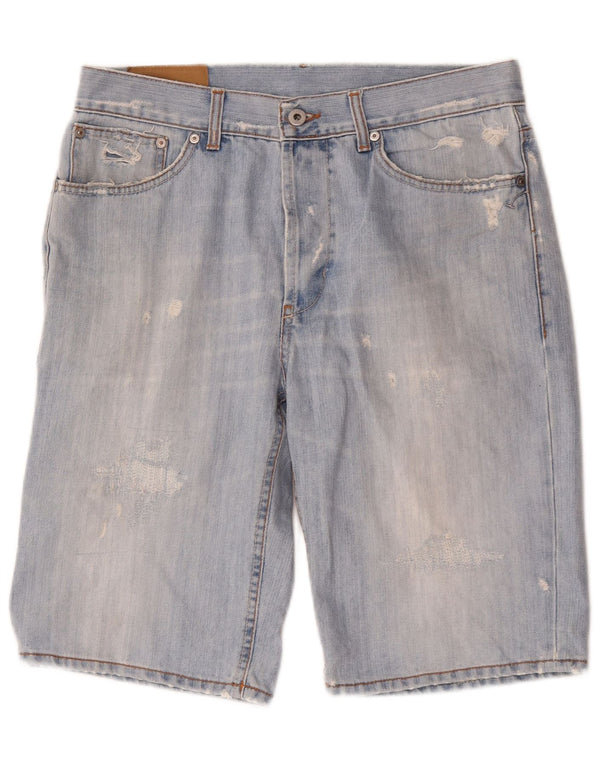 Dondup Mens Distressed Denim Shorts W33 Medium Blue Cotton